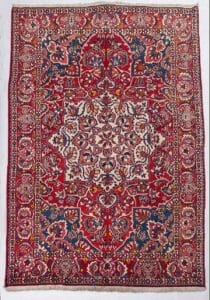 Galleria Tabriz - Tappeti in vendita. Tappeto persiano Tappeto Bakhtiari colorato con intricati motivi floreali nei toni del rosso, del blu e del crema.